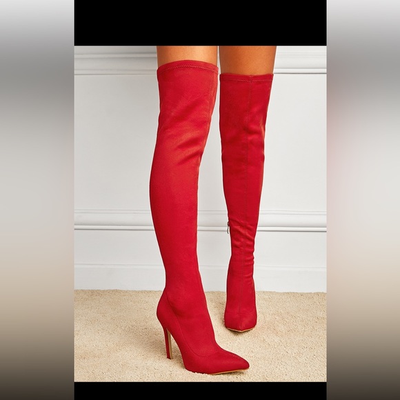 Shoes - Red over the knee boots